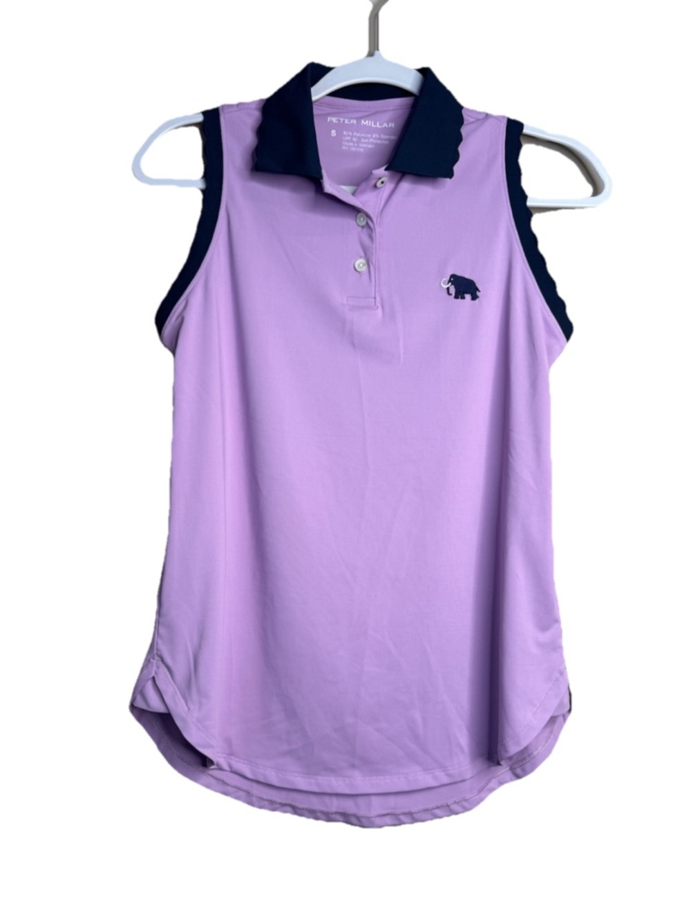 Peter Millar Purple Sleeveless Golf Polo Womens S Scalloped UPF 50+ I7